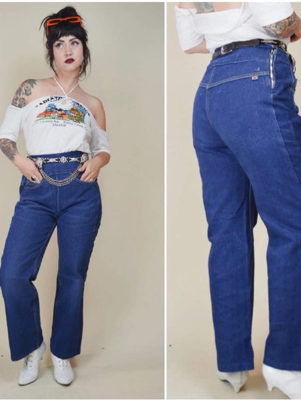 1960s VINTAGE DENIM SIDE ZIPPER 1950s JEANS PRE LEVI